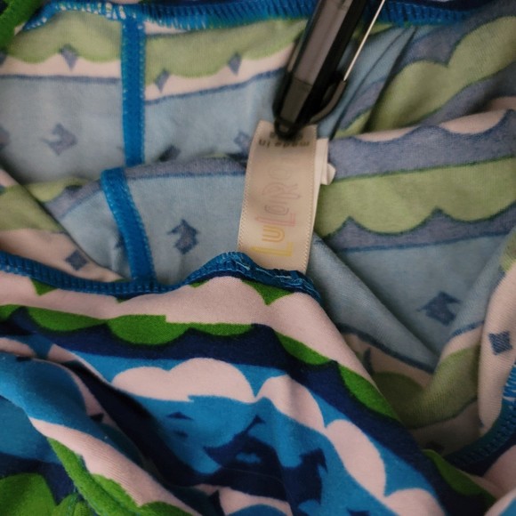 OS lularoe Leggings striped scallop blue green white - Picture 8 of 11